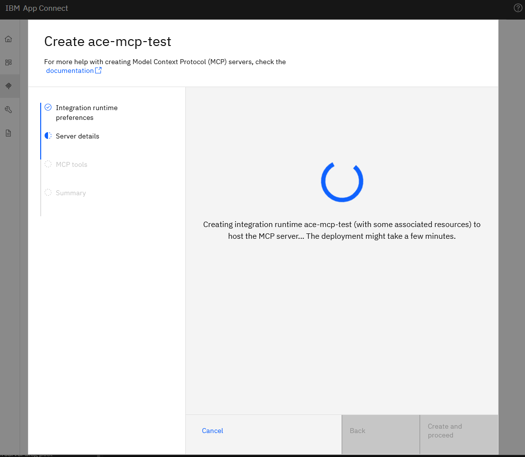 Wizard provisioning spinner
