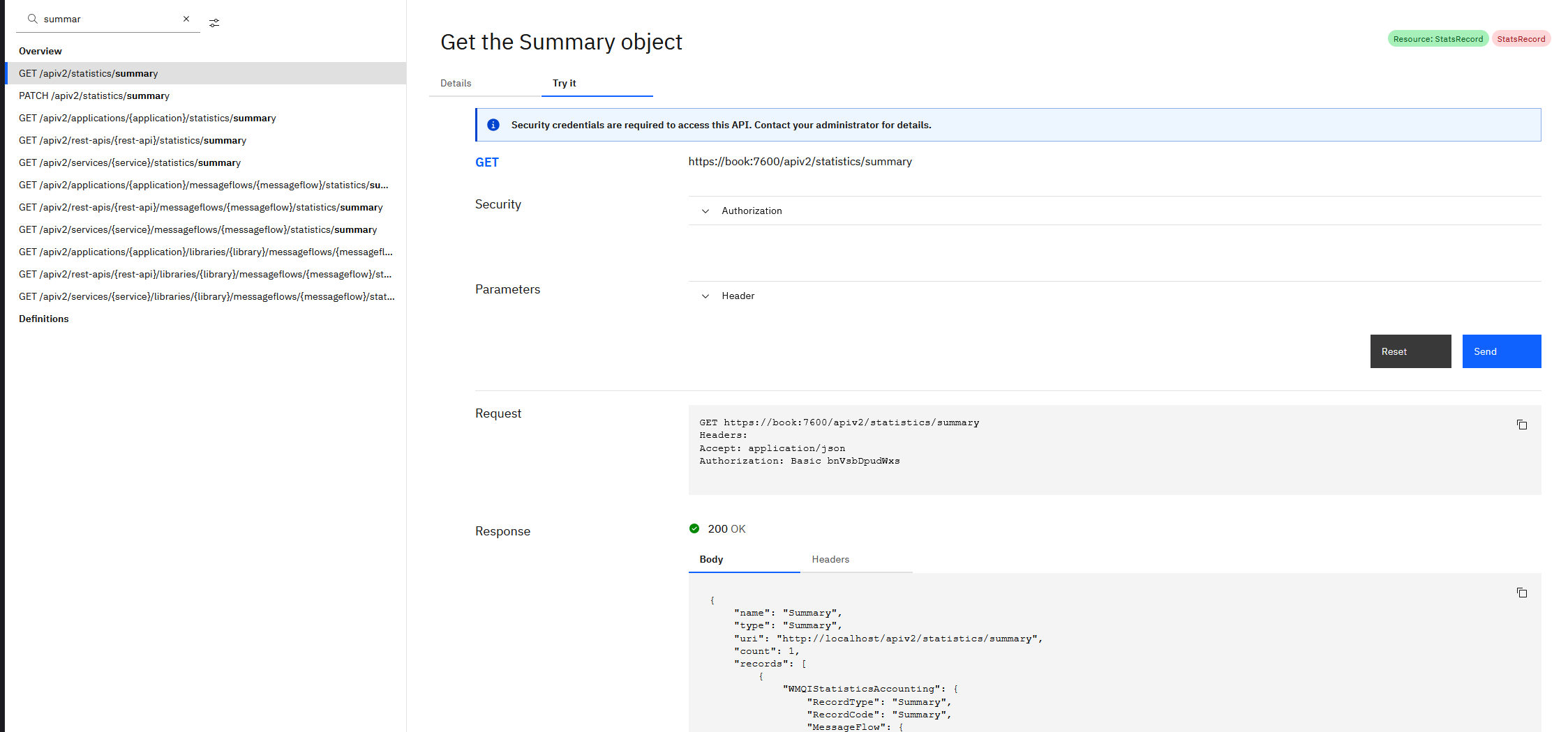 admin rest api statistics